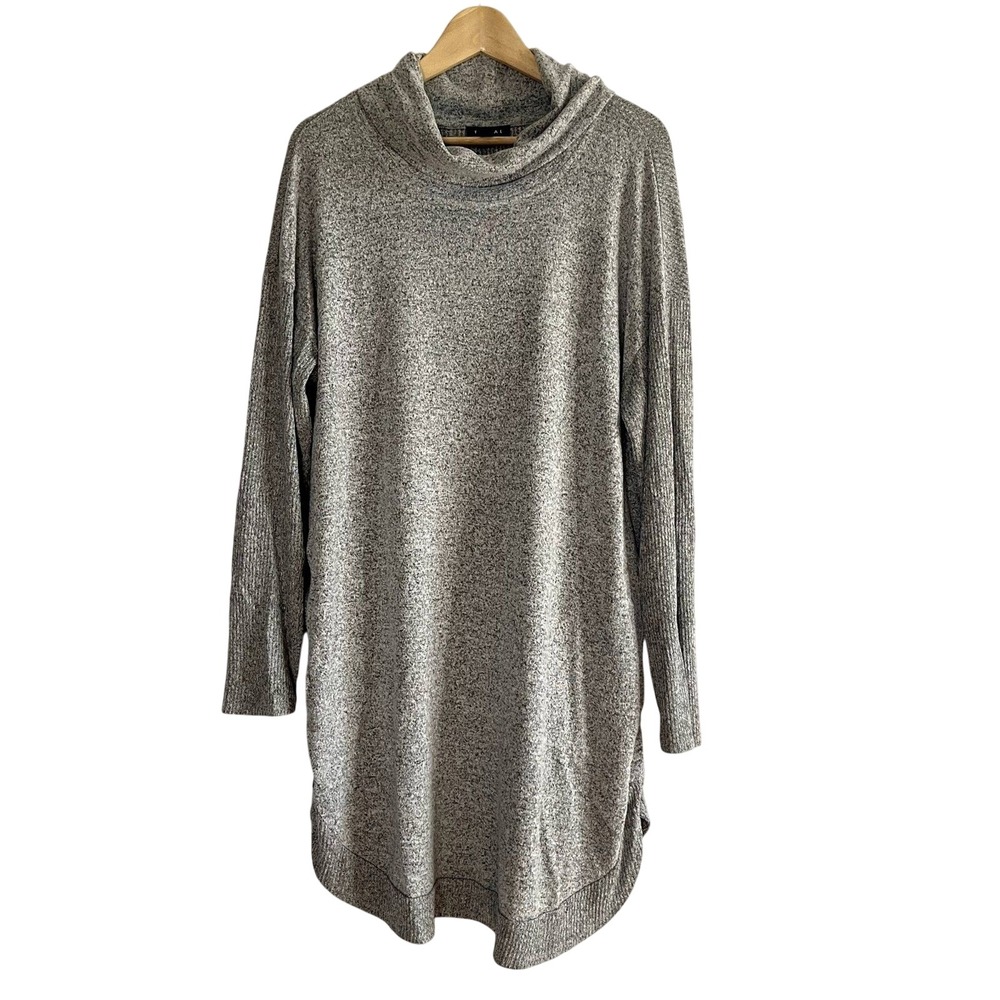 Tribal | Women's XL, Cowl‎ neck, 2-texture, Grey Sweater Dress, Relaxed Comfort